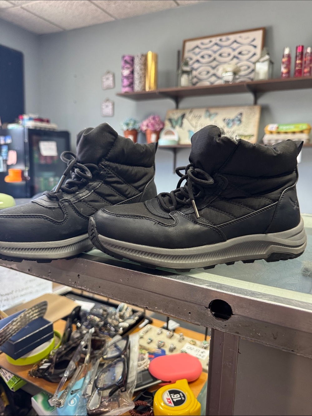 Eddie Bauer Black Padded Lace-Up Ankle Boots